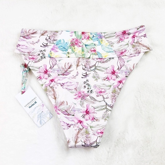 NWT LoveShackFancy x Hurley Hawaiian Hibiscus High Waisted Cheeky Bottoms - Picture 8 of 9